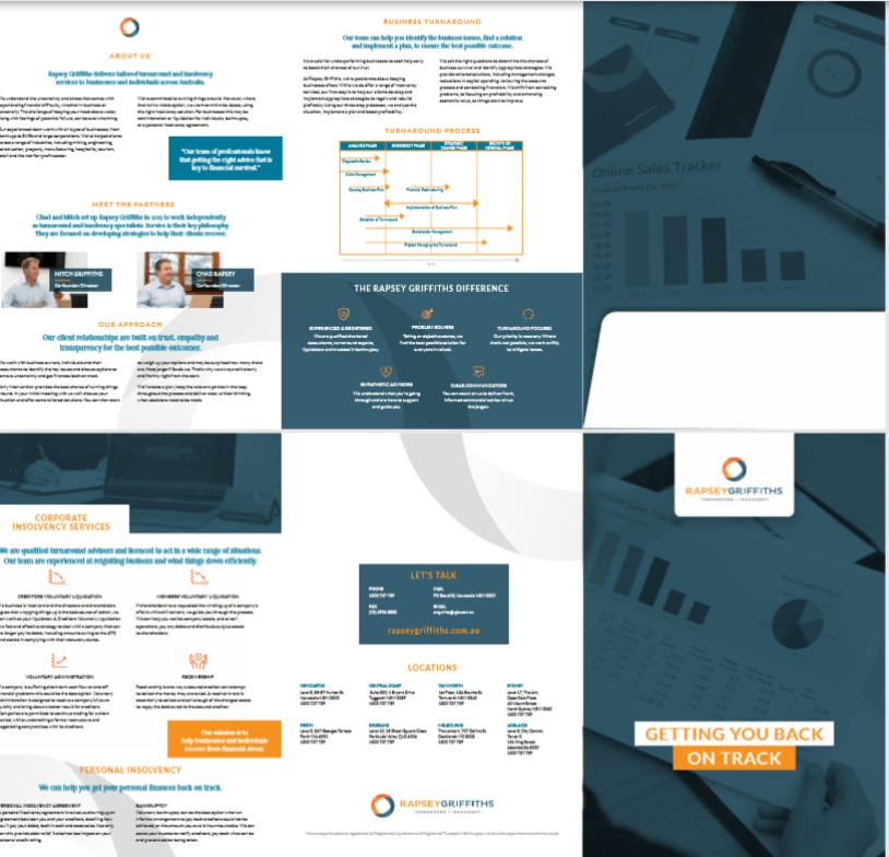 Rapsey Griffiths corporate brochure written by KB