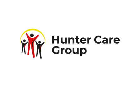 Black, red and yellow Hunter Care Group logo