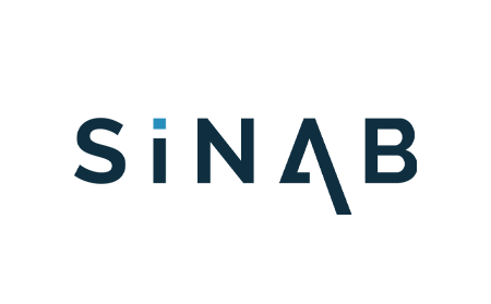 Dark and light blue SINAB defence engineering logo