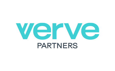 Blue and black Verve Partners recruitment company logo