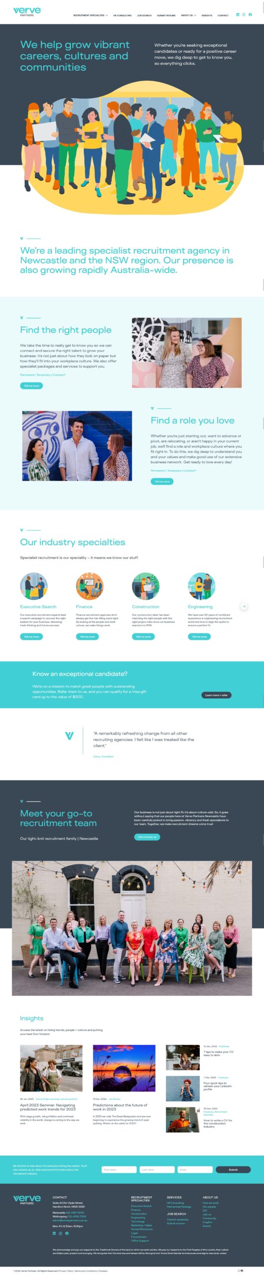 Screenshot of Verve Partners recruitment website homepage