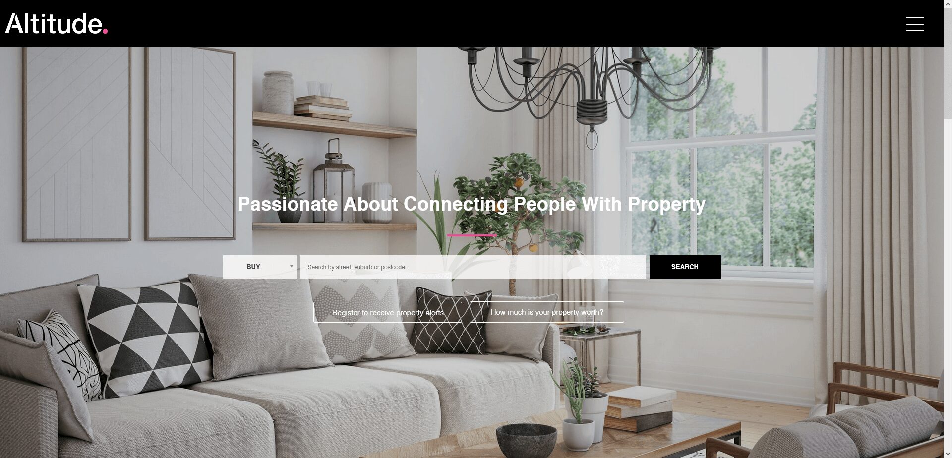 Screenshot of Altitude Real Estate website homepage