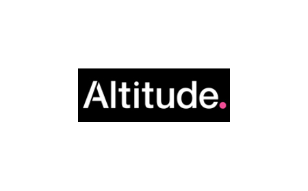 Black Altitude Real Estate logo with white text and pink full stop