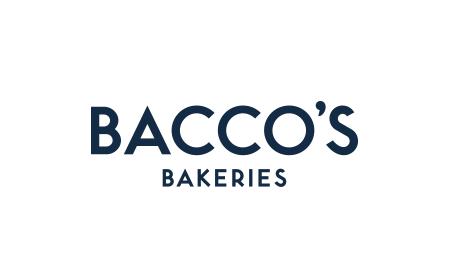 Navy blue Bacco's Bakeries logo