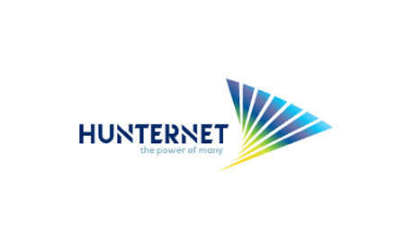 Blue, green and yellow Hunternet logo