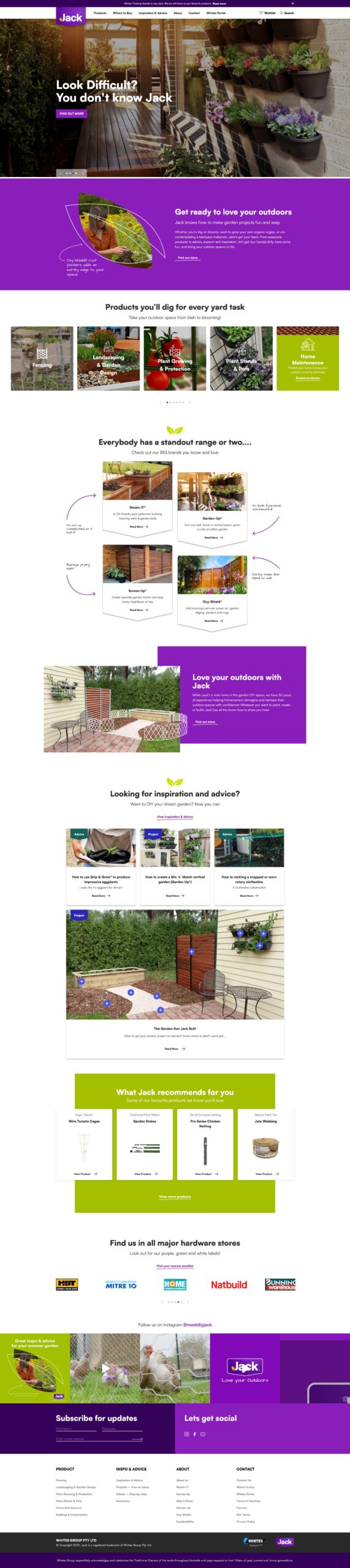 Screenshot of Jack landscaping products website hompage