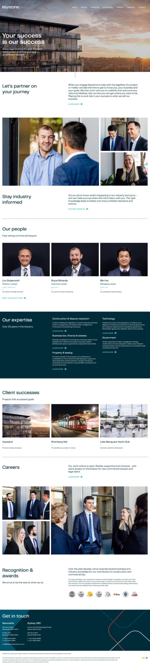 Screenshot of Keystone Lawyers new homepage written by KB