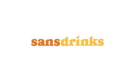 Orange and yellow text sans drinks logo