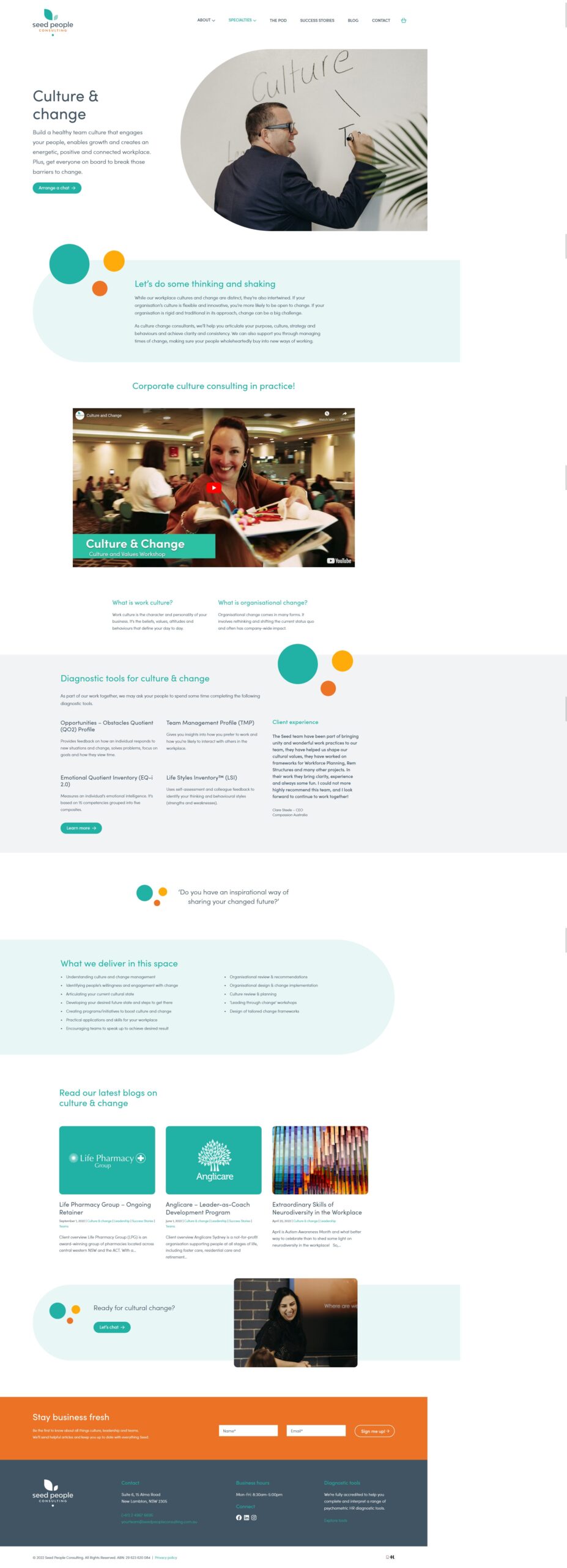 Screenshot of Seed People Consulting website culture page