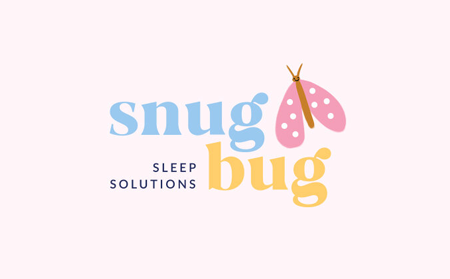 Pink, blue and yellow Snug Bug sleep solutions logo