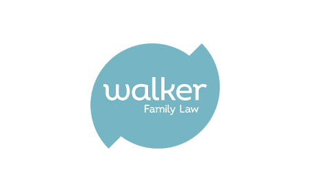 Light blue and white Walker Family law logo