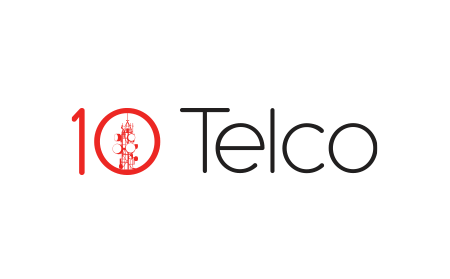 Red and black 10 Telco company logo