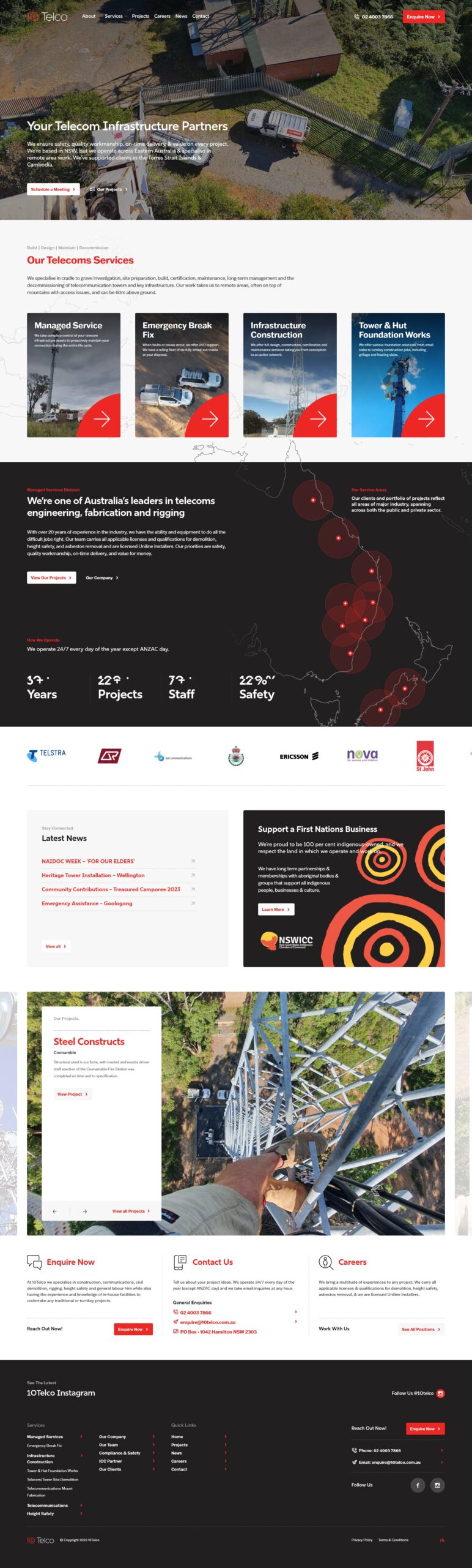 Screenshot of 10 Telco website homepage written by KB