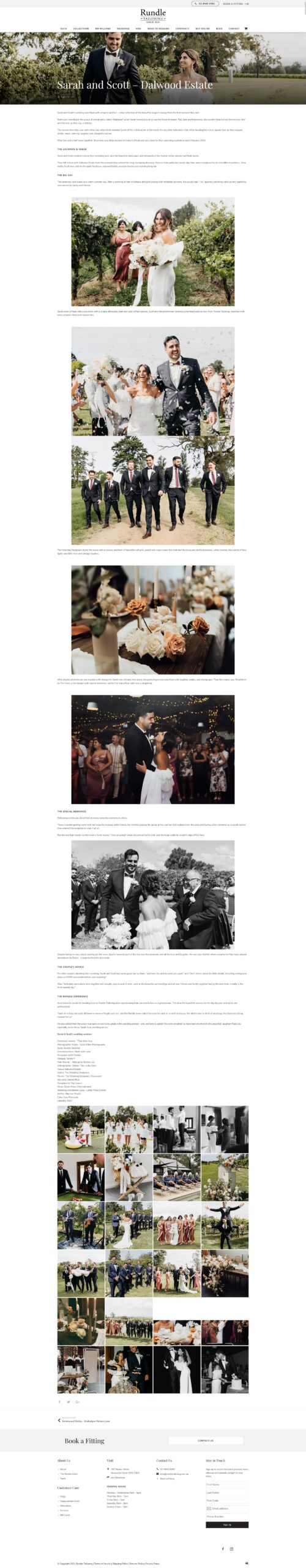 Screenshot of wedding blog written by KB for Scott and Sarah