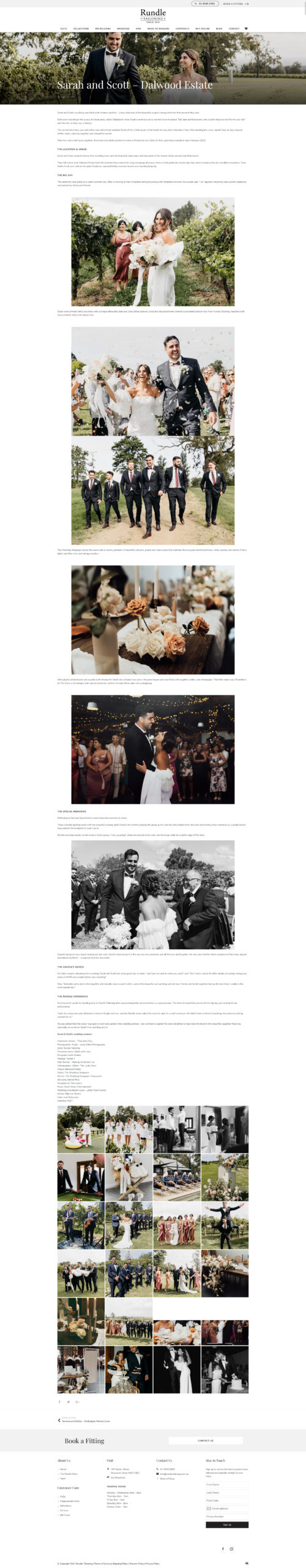 Screenshot of blog for Sarah and Scott's wedding