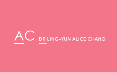 Pink and white Dr Alice Change logo