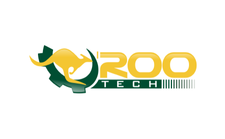 Yellow and green Roo Tech logo